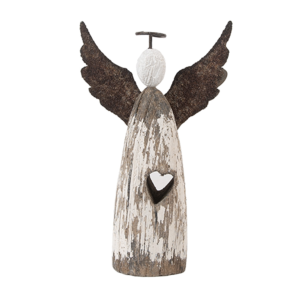 Christmas Decoration Angel White Brown 7x3x12 cm