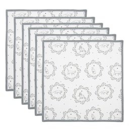 [LGC43] Serviettes de table en coton (lot de 6) Blanc Gris 40x40 cm