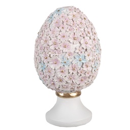 [6PR5191] Statua Decorativa Uovo Rosa Blu Bianco Ø 10x18 cm