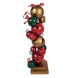 [5Y1393] Décoration pilier boule de Noël Rouge Vert 35x35x120 cm