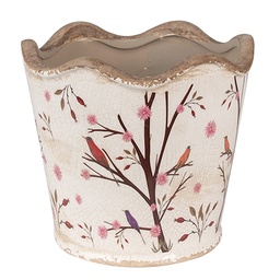 [6CE1644] Blumentopf für Innen Beige Braun Ø 16x15 cm