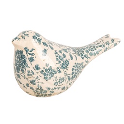 [6CE1950M] Décoration Oiseau Beige Vert 22x9x12 cm