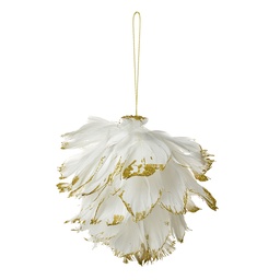 [66148] Pendentif décoratif Fleur Blanc Couleur or 12x12x12 cm