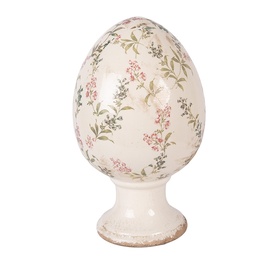 [6CE2407XL] Uovo decorativo su piede Beige Rosa Ø 17x28 cm