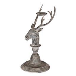 [6Y5839] Kerzenständer Hirsch Grau 17x14x30 cm