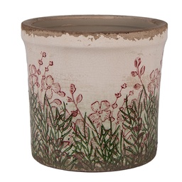 [6CE2017S] Blumentopf für Innen Beige Grün Ø 13x12 cm