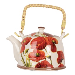 [6CETE0171] Teiera con infusore Bianco Rosso 18x14x12 cm / 800 ml