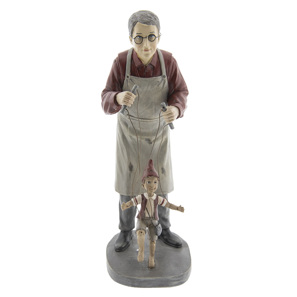 Decoratie man met marionet 16x14x36 cm