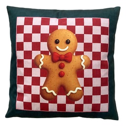 [KG023.227] Cushion filled Green Red 45x45x4 cm