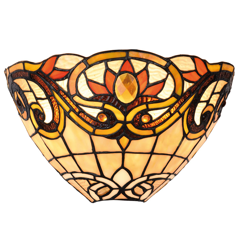 Applique Tiffany Giallo, Marrone 30x15x20 cm E14/max 1x40W