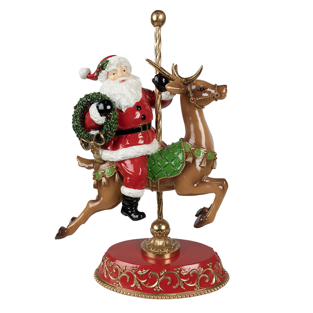 Kerstman op rendier 29x14x46 cm