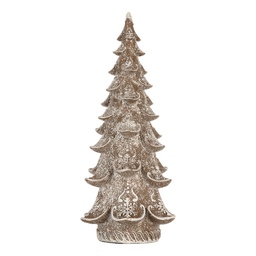 [6PR5817] Weihnachtsdeko Weihnachtsbaum Braun Weiß 14x14x30 cm