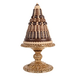 [6PR6128] Décoration gâteau Marron Couleur or Ø 24x45 cm