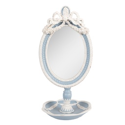 [62S338] Specchio da tavolo Blu Bianco 14x14x28 cm