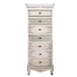 [5H0737] Chest of Drawers White Grey 56x43x145 cm