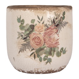 [6CE1981M] Blumentopf für Innen Beige Rosa Ø 14x13 cm