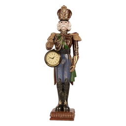 [6PR6222] Décoration de Noël casse Noisette avec horloge Rouge Bleu 15x11x45 cm