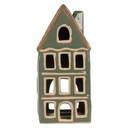 Tealight Holder Christmas House Green Brown 9x8x19 cm