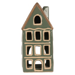 [6CE2312] Portacandele Natale Casette Verde Marrone 9x8x19 cm