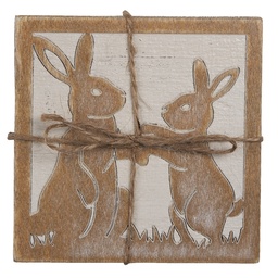 [6H2071] Sottobicchieri per bicchieri set da 4 Marrone 10x10 cm