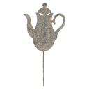 Gartenstecker Teekanne Grau Beige 20x1x40 cm