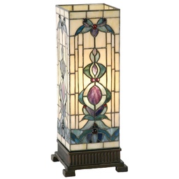 [5LL-9220] Lampe de table Tiffany Beige, Bleu 18x18x45 cm E27/max 1x40W