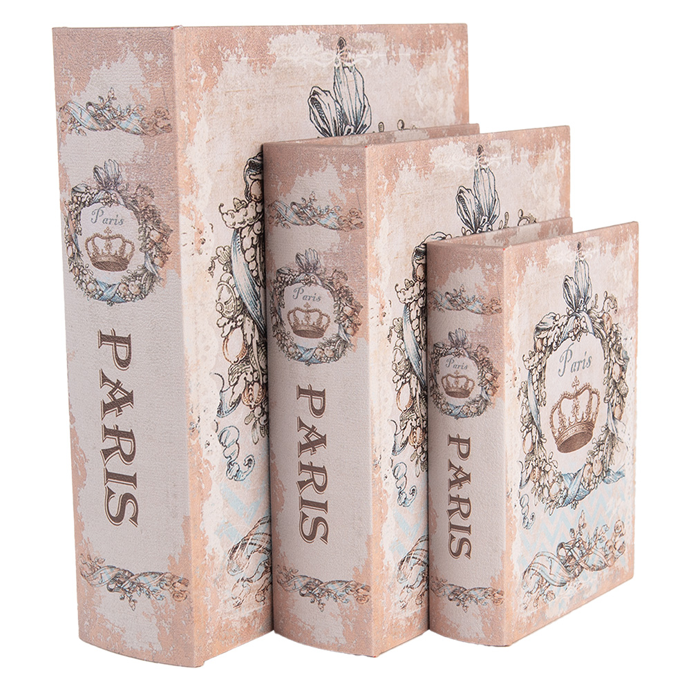 Scatola immagazzinaggio Beige Blu (3) 27x22x7 / 22x17x6 / 17x12x4 cm