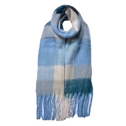 [JZSC0787BL] Foulard Donna stampato Blu 36x210 cm