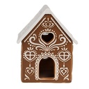 Portacandele Natale Casette Marrone Bianco 7x8x9 cm