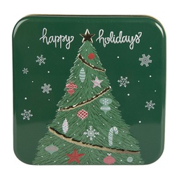 [6BL0209] Blech Vorratsdose Grün Weiß 17x17x6 cm