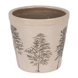 [6CENPT0001M] Vaso Porta Pianta Beige Verde Ø 15x14 cm