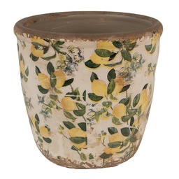 [6CE1609M] Vaso Porta Pianta Beige Giallo Ø 14x13 cm