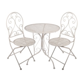 [5Y1431] Bistroset Bistrotisch Bistrostühle (3-tlg.) Weiß Ø 60x70 / 39x39x94 cm (2))