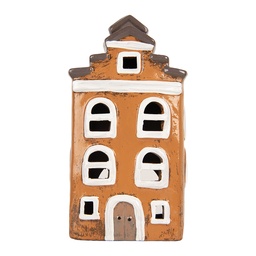[6CE2203] Decorazione Casa Arancio Grigio 13x10x24 cm