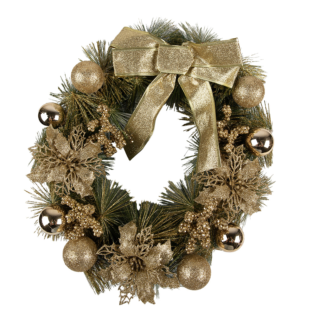Weihnachtsdeko Kranz Goldfarbig Grün Ø 40x10 cm