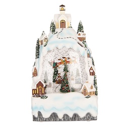 [6PR6179] Schneekugel mit LED Weiß Grün 15x9x27 cm / 3xAA