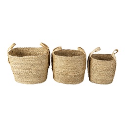 [6RO0539] Aufbewahrungskörbe 3er Set Braun 25x25x34 / 24x20x28 / 21x18x25 cm