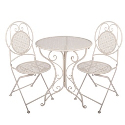 [5Y1430] Bistroset Bistrotisch Bistrostühle (3-tlg.) Weiß Ø 60x74 / 50x40x92 cm (2)