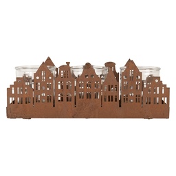 [6Y5783] Waxinelichthouder huisjes 30x9x11 cm