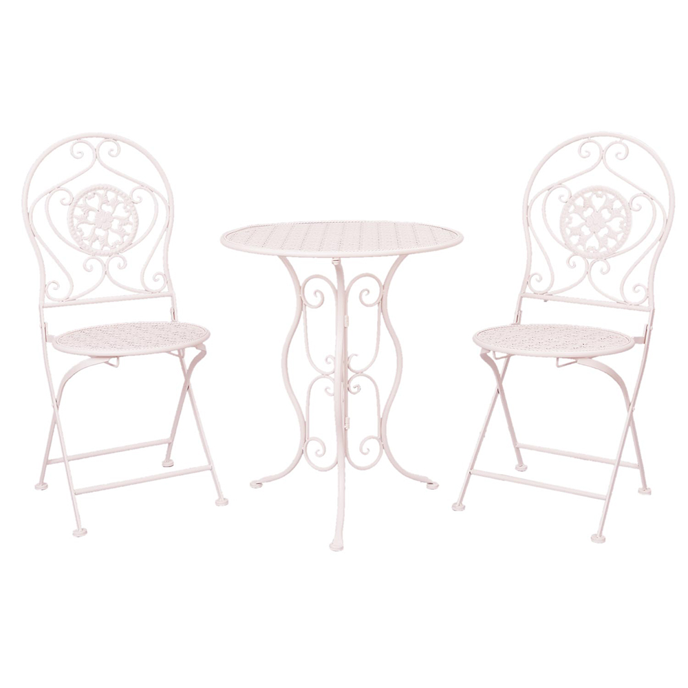 Bistroset Bistrotisch Bistrostühle (3-tlg.) Weiß Ø 60x70 / 40x40x92 cm (2)