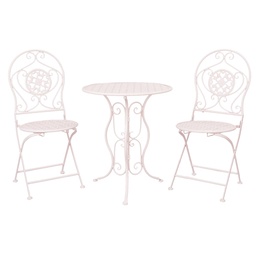 [5Y0189] Bistro Set Table Chairs (3 pcs) White Ø 60x70 / 40x40x92 cm (2)