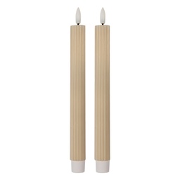 [6CA0002BE] Candela con LED set 2 Beige Ø 2x25 cm / 2xAAA