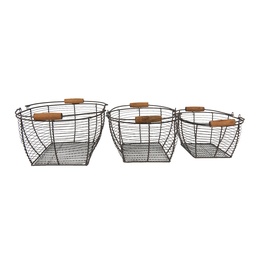 [6Y4660] Paniers de rangement (set de 3) Marron 35x26x14 cm