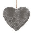Decoration hanger heart Grey 11x2x10 cm
