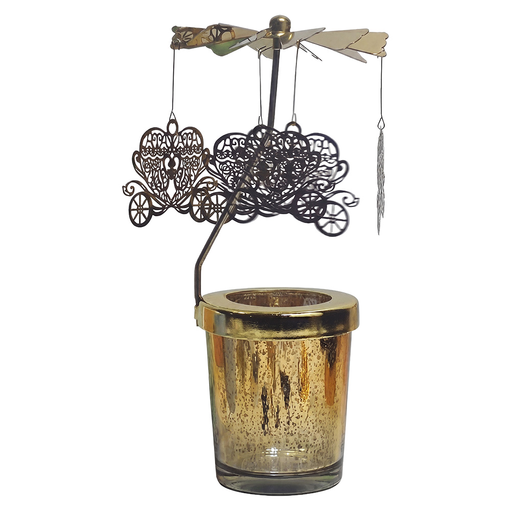 Tea light carousel Gold colored Ø 8x17 cm