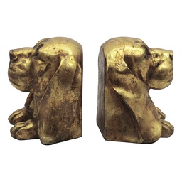 [6PR6461] Serre-livres (ensemble de 2) Chien Or 24x13x19 cm