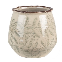 [6CE1577M] Blumentopf für Innen Grün Beige Ø 14x13 cm