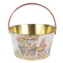[6BL0107] Panier de rangement Blanc Bleu Rouge Ø 19x10 cm