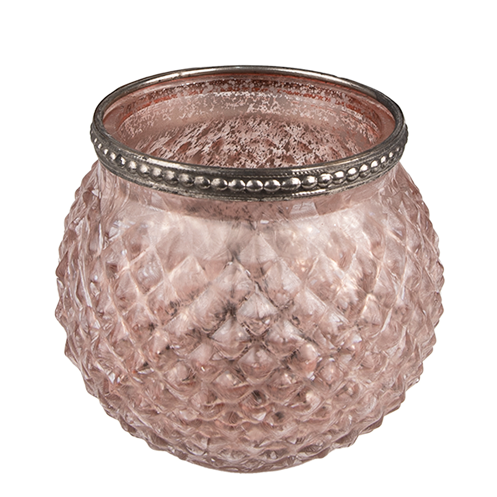Porte-lampion en verre Rose Ø 10x9 cm