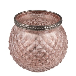 [6GL3978] Glas Kerzenhalter Rosa Ø 10x9 cm